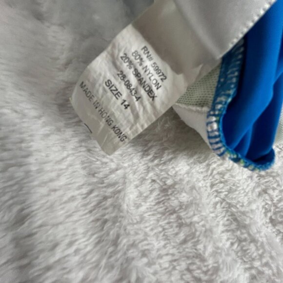 Real Comfort by Chadwick's Tropical Blue Floral Women One-Piece Swimsuit Size 14 - Picture 9 of 10